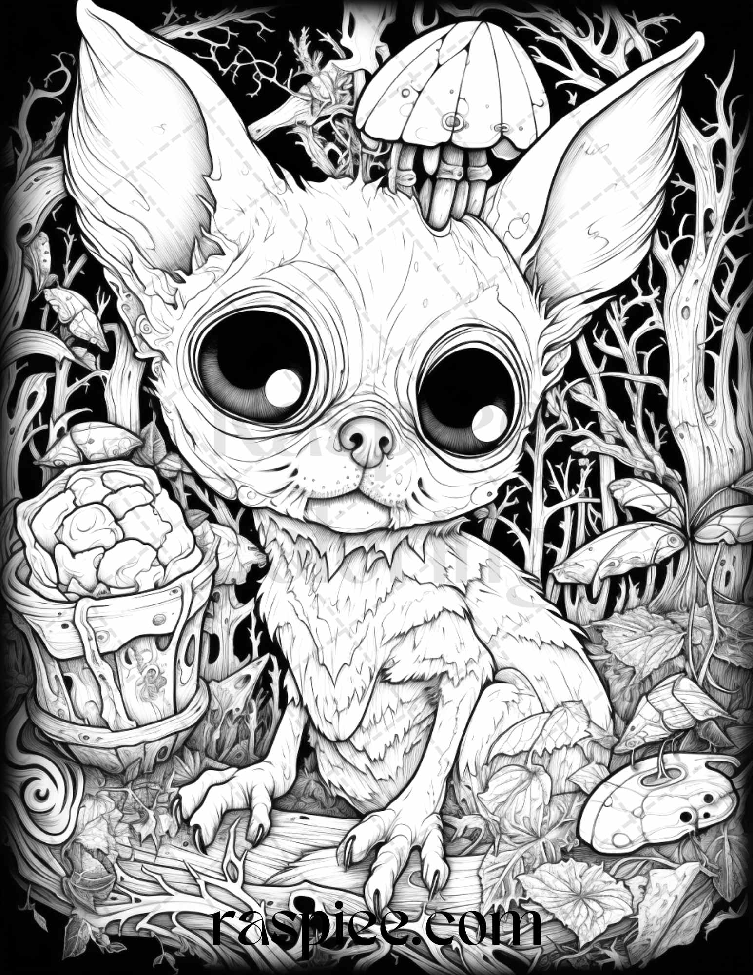 Halloween scary animals grayscale coloring pages printable for adul â coloring