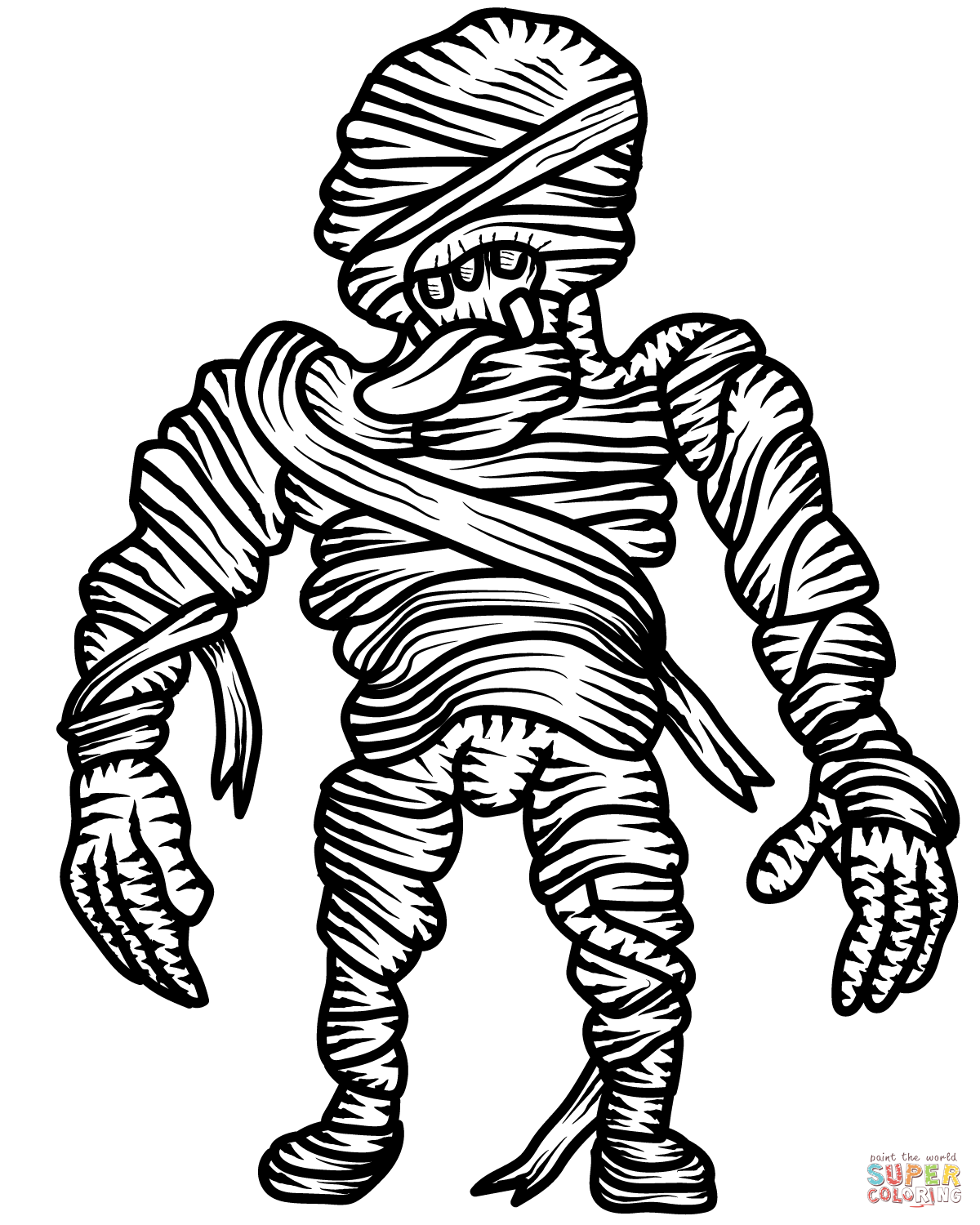 Scary mummy coloring page free printable coloring pages