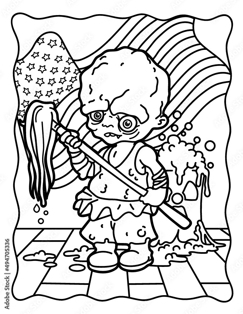 Coloring book for halloween coloring book for children and adults spooky coloring halloween vector