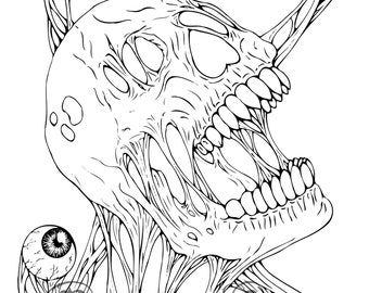 Paranoia printable horror adult coloring page lineart digital download pdf file