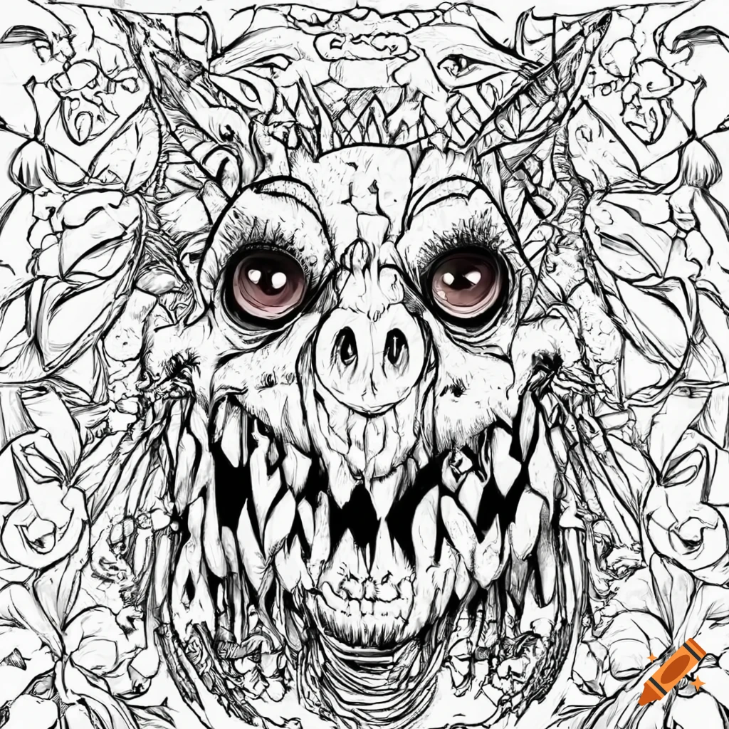 Coloring pages illustrations of monsters on