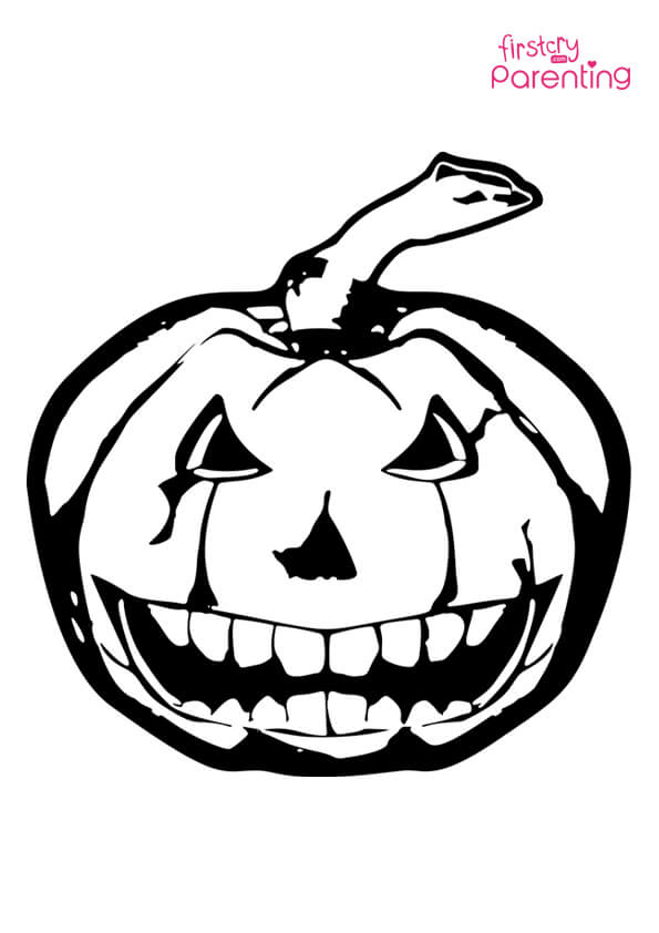 Evil halloween pumpkin coloring page for kids