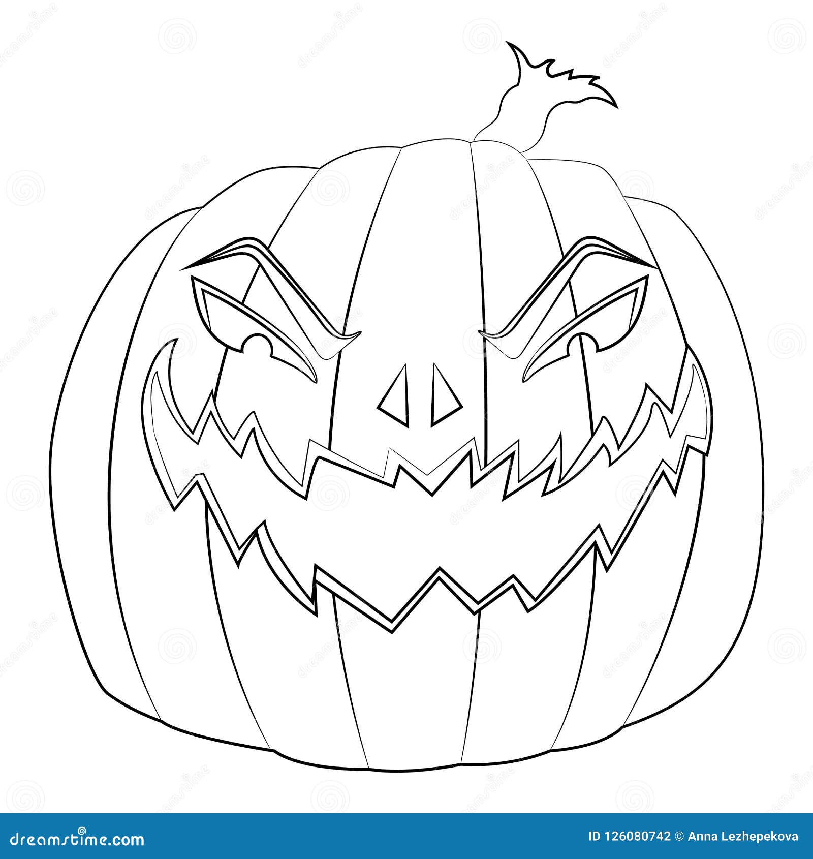 Coloring page for kids with halloween evil pumpkin stock vector