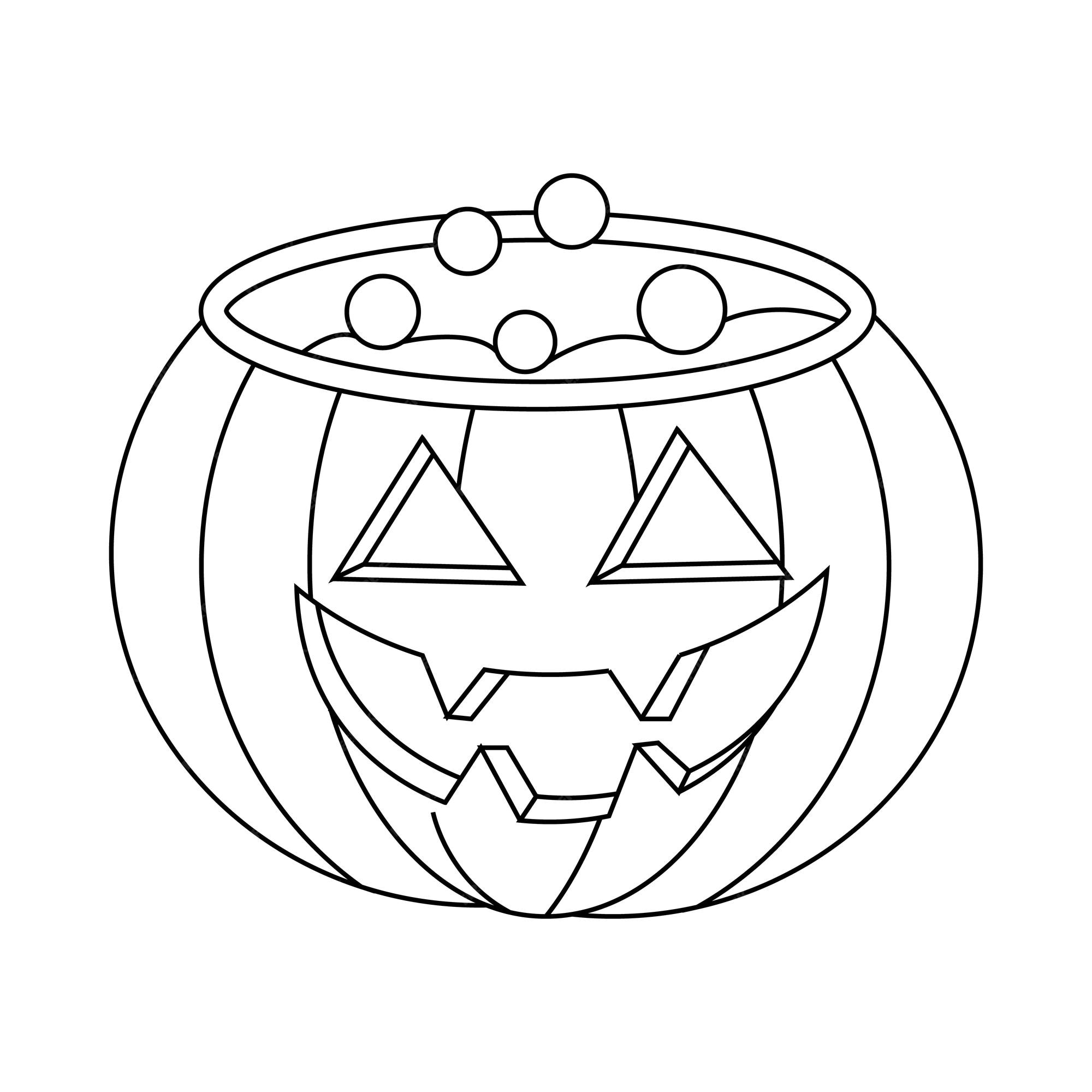 Premium vector halloween clipart outline scary pumpkin