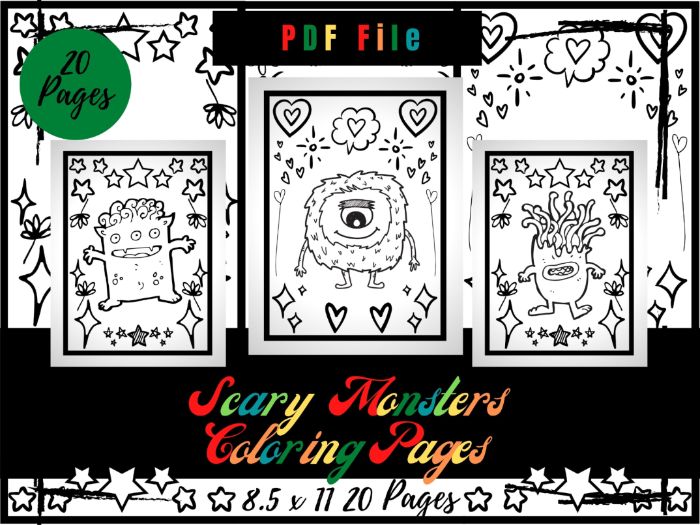 Scary monsters colouring pages for kids giant monsters colouring sheets pdf teaching resources