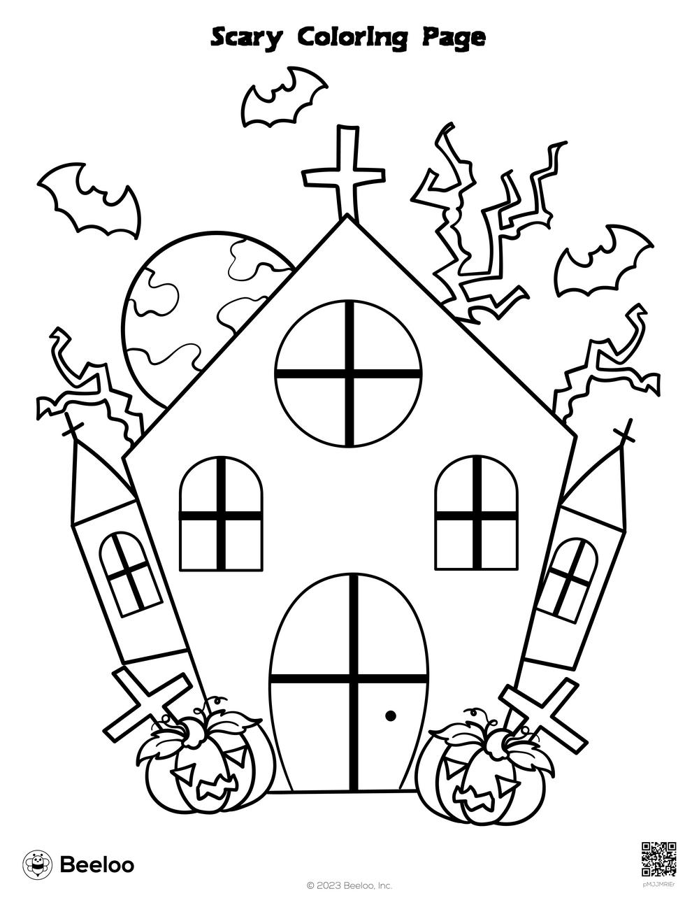 Scary coloring page â printable crafts and activities for kids