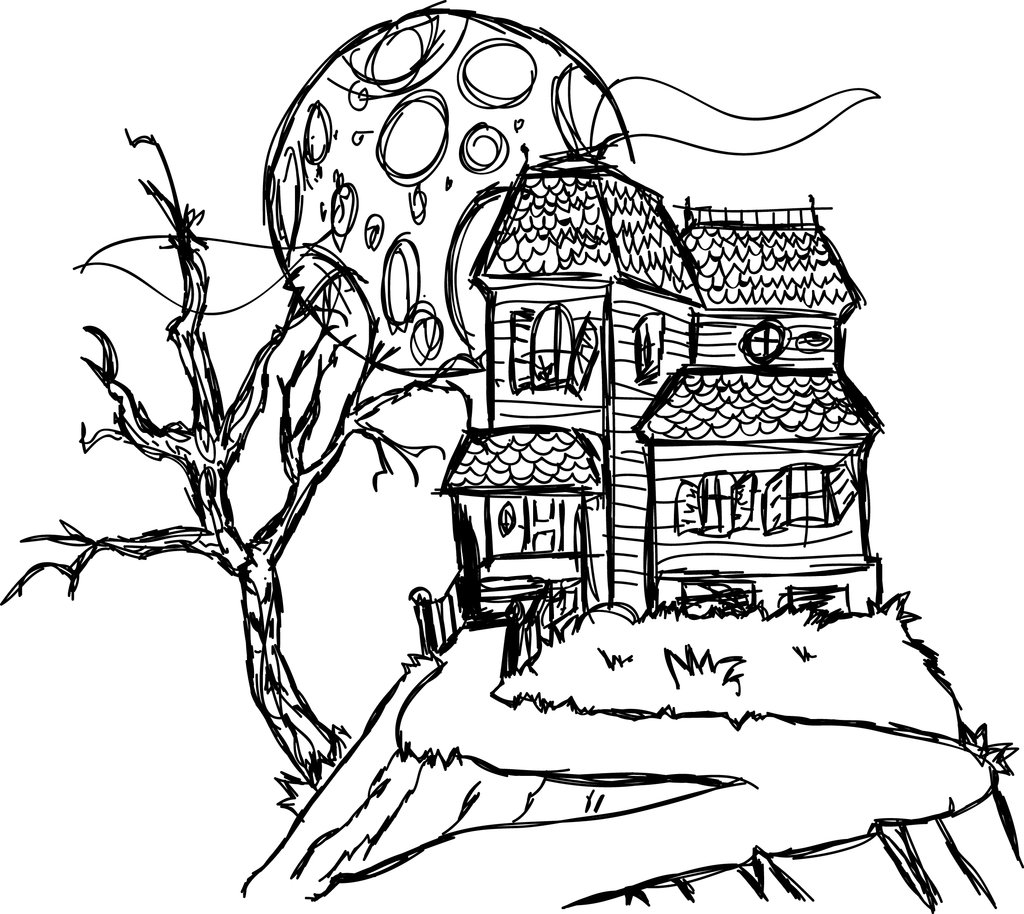 Coloring pages coloring sheet haunted house pages houses page scary simple for kids