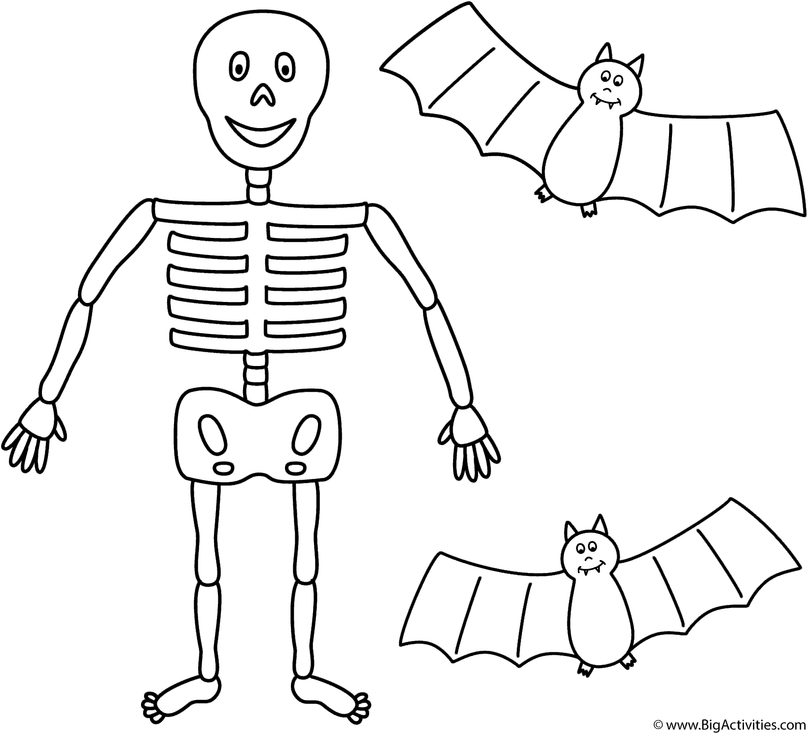 Skeleton with two bats