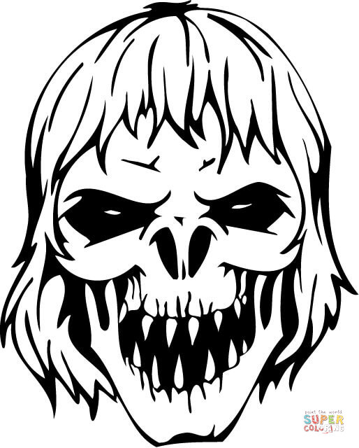 Scary zombie skull coloring page free printable coloring pages