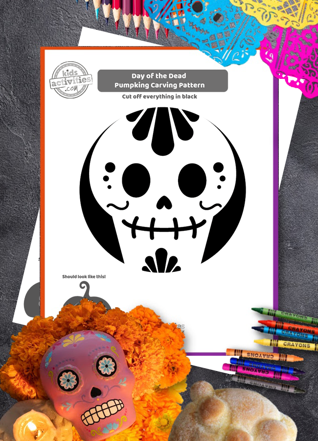 Free printable day of the dead sugar skull pumpkin carving stencils kids activities blog