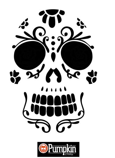 Sugar skull pumpkin craze halloween pumpkin carving stencils halloween pumpkin stencils pumpkin carving templates