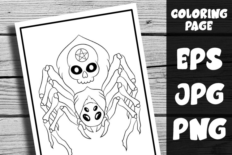 Creepy pastel goth kawaii spider coloring page