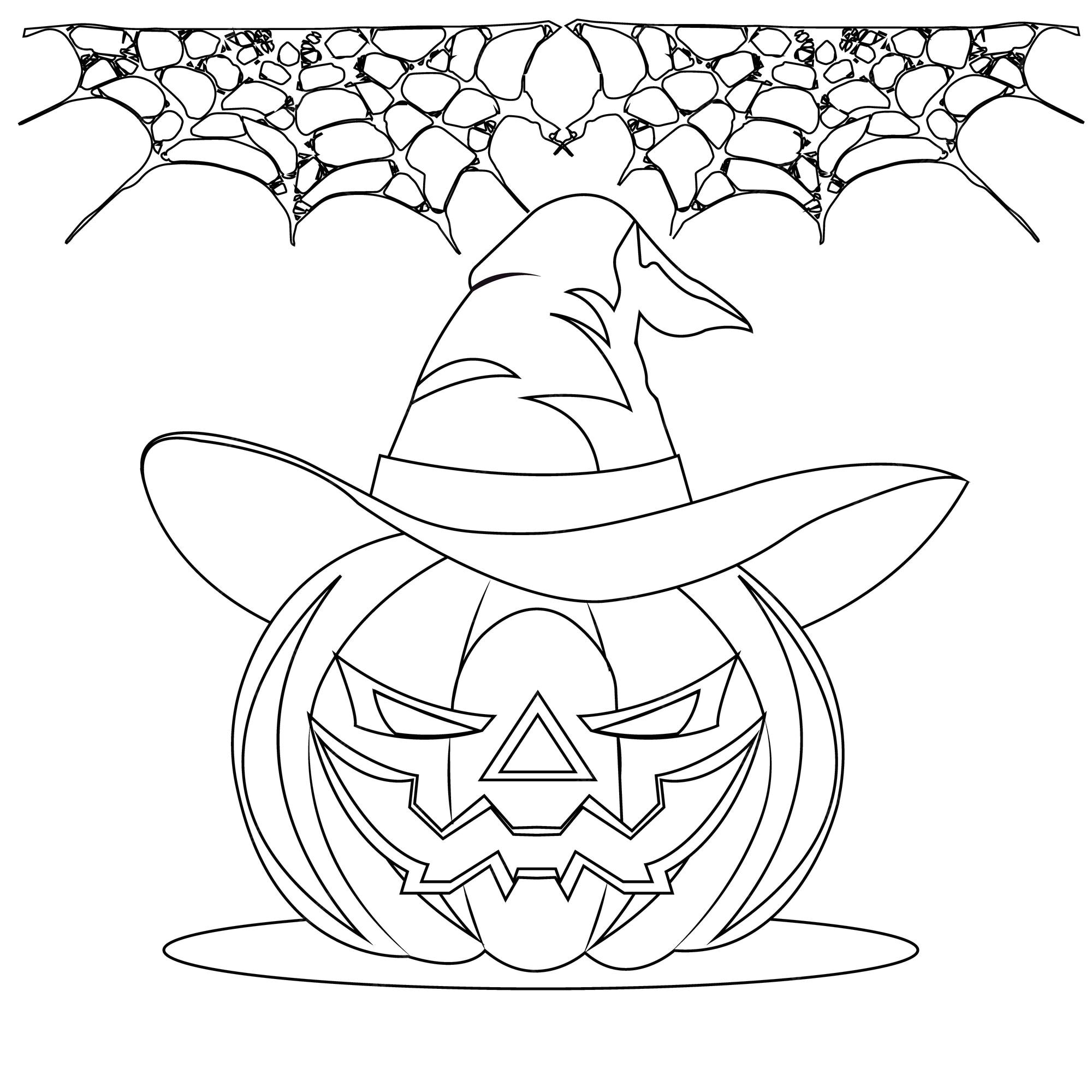 Premium vector vector outline illustration developing coloring page creepy spider web and scary jack