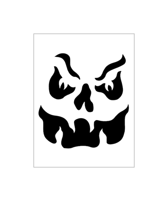 Evil ghost face stencil halloween scary pumpkin carving reusable sheet s