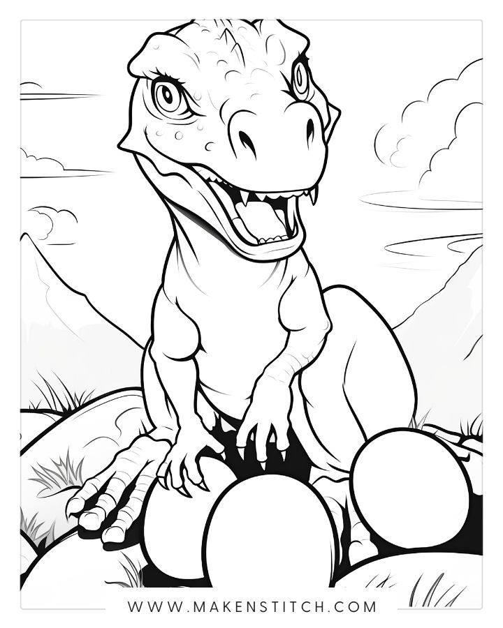 Coloring pages dinosaur theme for kids and adults