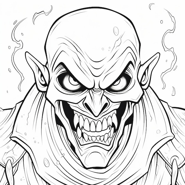 Premium ai image illustration of a halloween coloring page a spooky vampire with teeth