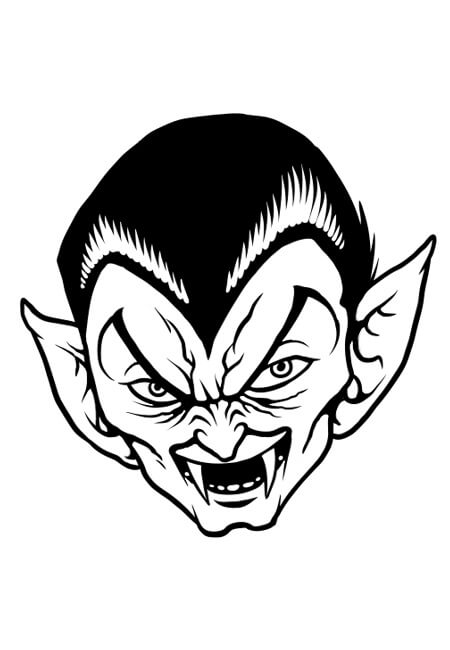 Scary draculas head coloring page