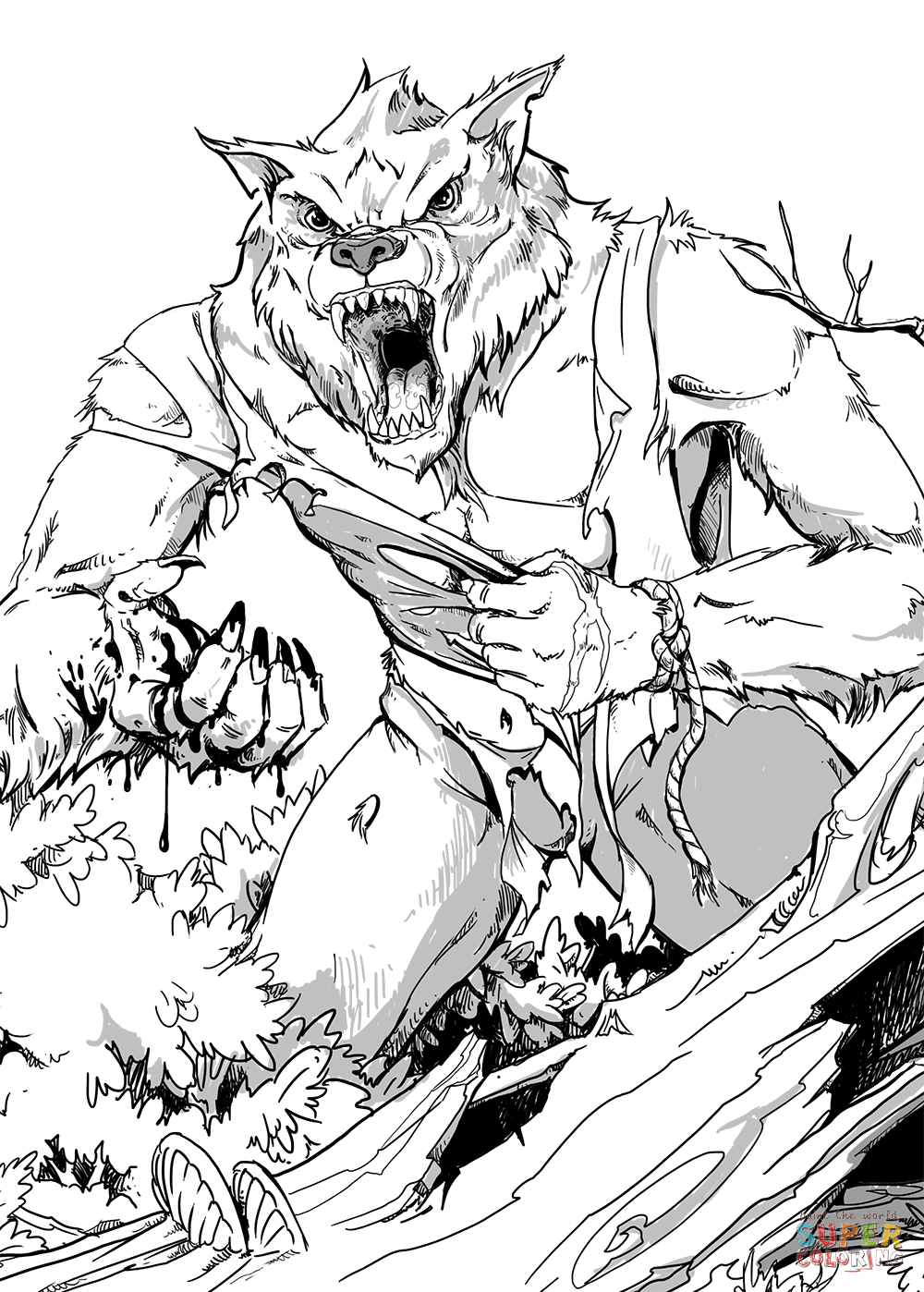 Dnd lycanthrope coloring page free printable coloring pages