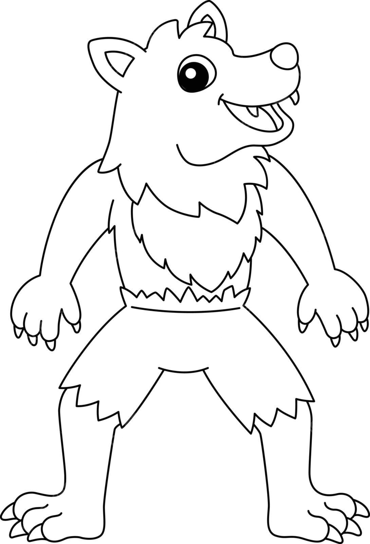 Werewolf halloween coloring page isolated for kids isolated drawing coloring vector wolf drawing halloween drawing wing drawing png and vector with transparent background for free download