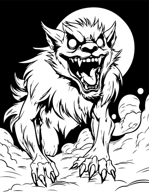 Premium vector werewolf coloring pages for kids