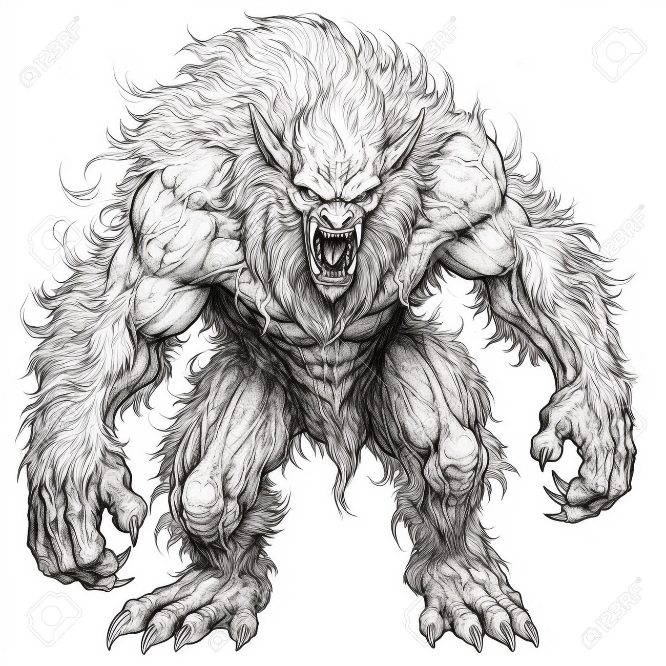 Werewolf coloring pages for adults stock photo picture and royalty free image image