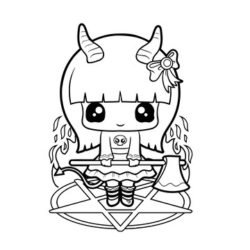 Premium vector pastel goth coloring page creepy kawaii pages