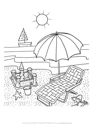 Beach scene coloring page all kids network