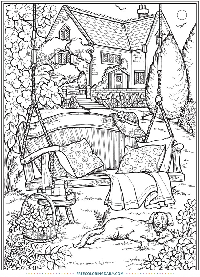 Free outdoor scene coloring page free coloring daily