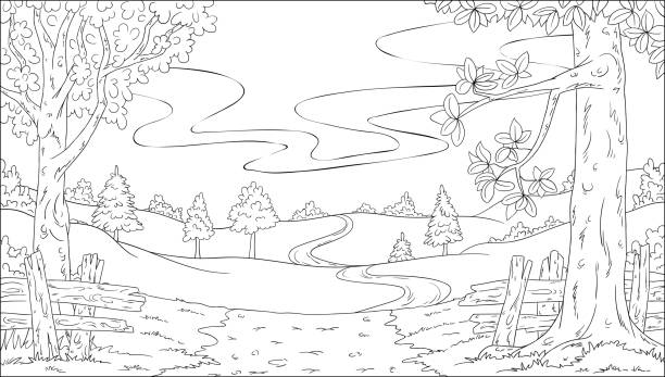 Landscape coloring pages stock illustrations royalty