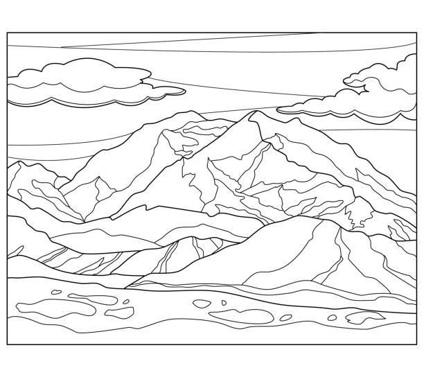 Landscape coloring pages stock illustrations royalty