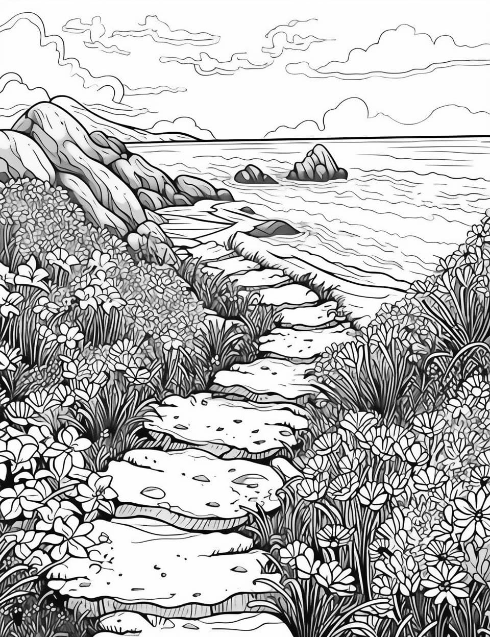 Scenic landscape coloring pages