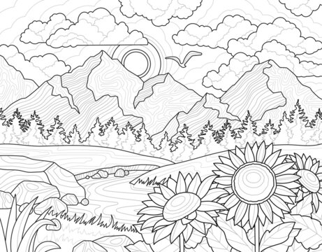 Landscape coloring book images â browse photos vectors and video