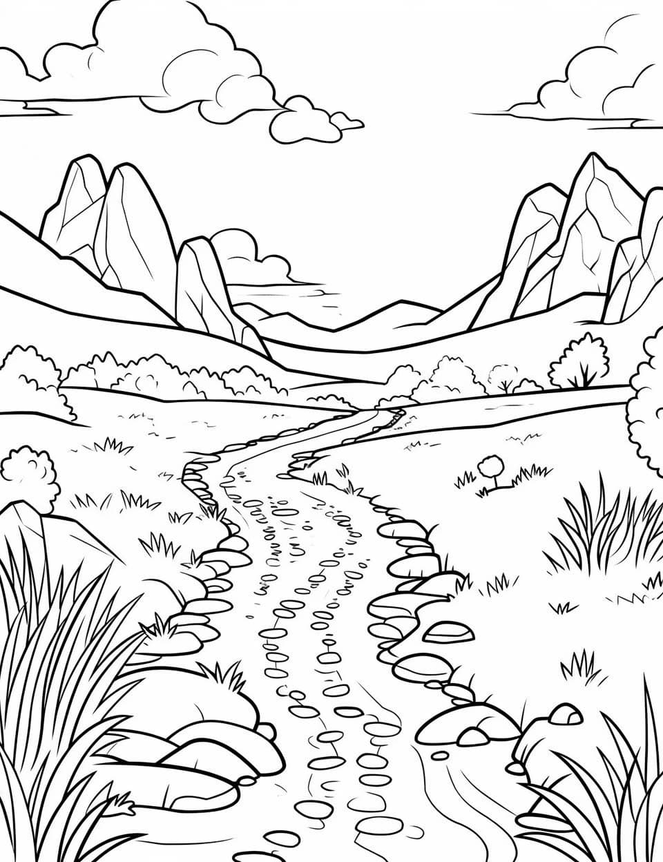 Scenic landscape coloring pages