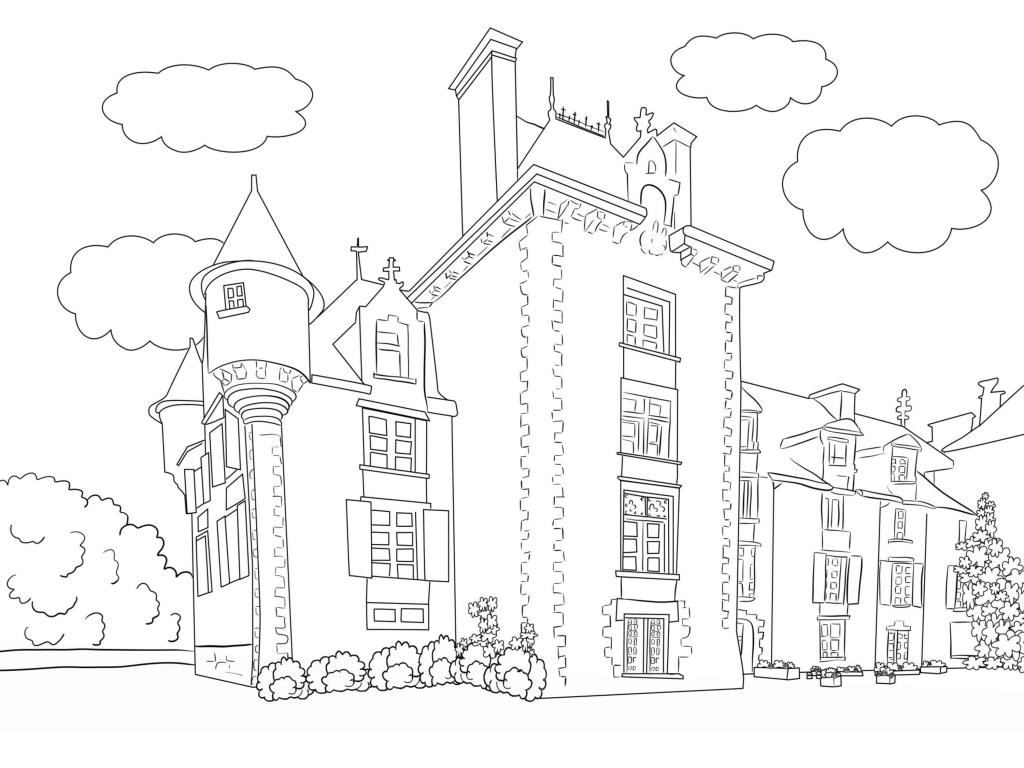 Scenery coloring pages for adults