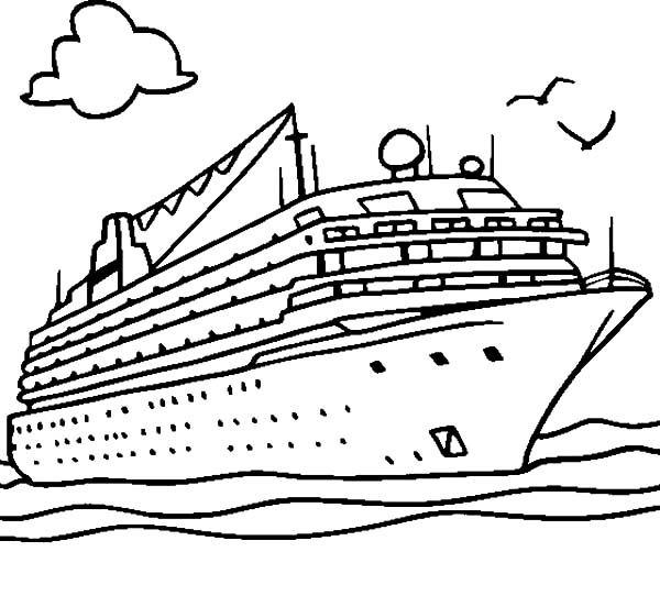 Cruise with enormous ship on sunny day coloring pages online coloring pages coloring pages to print coloring pages