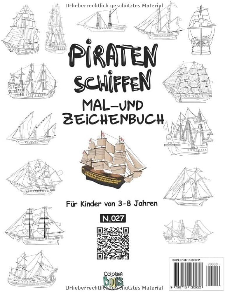 Piratenschiffen malbuch und zeichnung fãr kinr