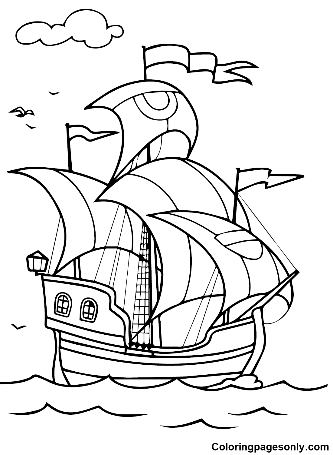 Ship free printable coloring page