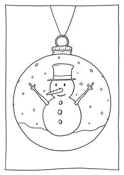 Ausmalbild christbaumkugel schneemann illustration