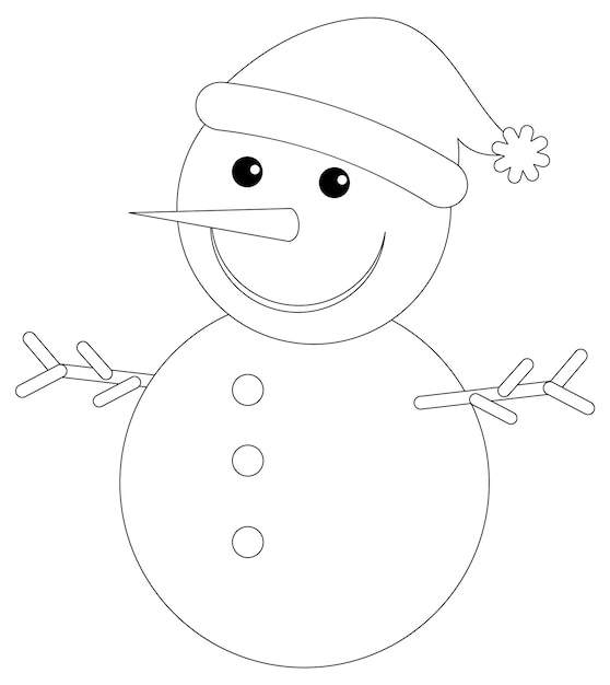 Premium vector snowman doodle outline for colouring