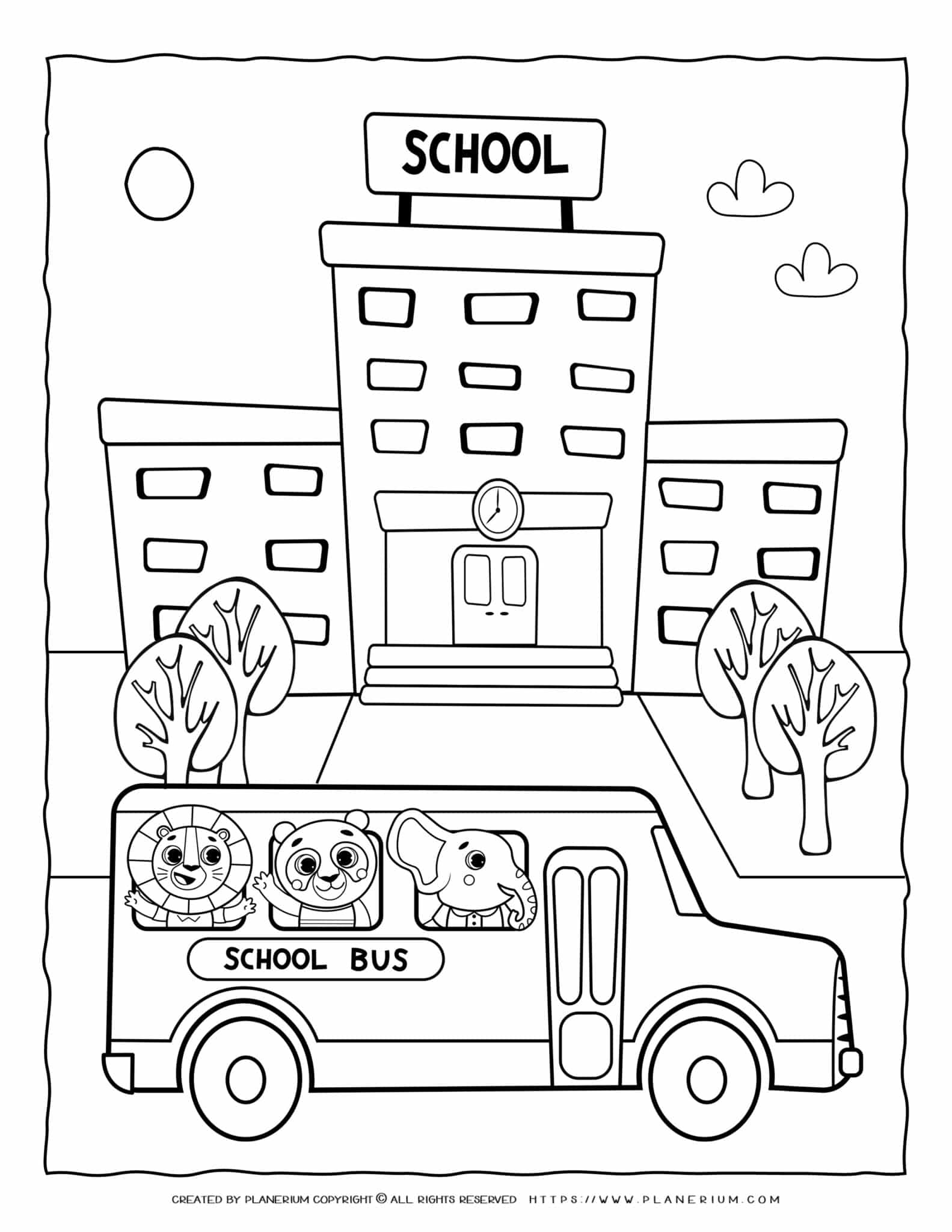 School bus coloring page for kids