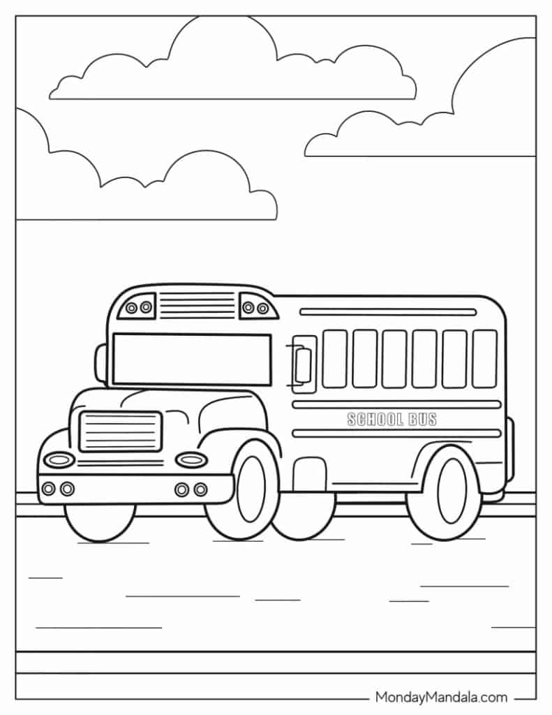 School bus coloring pages free pdf printables