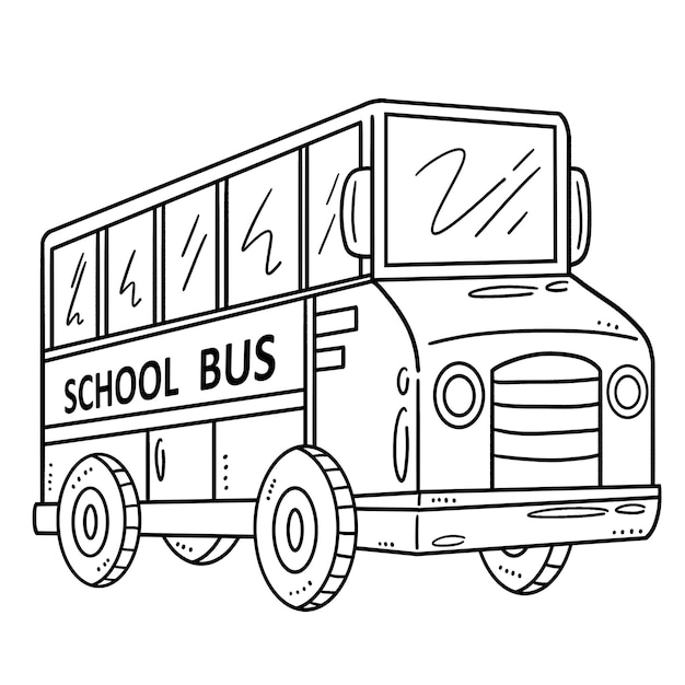 Premium vector back to school bus isolated coloring page for kids