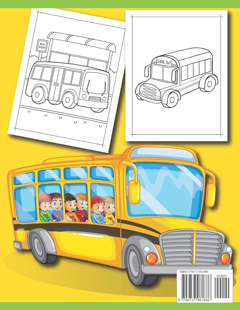 School bus coloring book school bus coloring book easy fun beautiful coloring book for kids vol books rare bird books