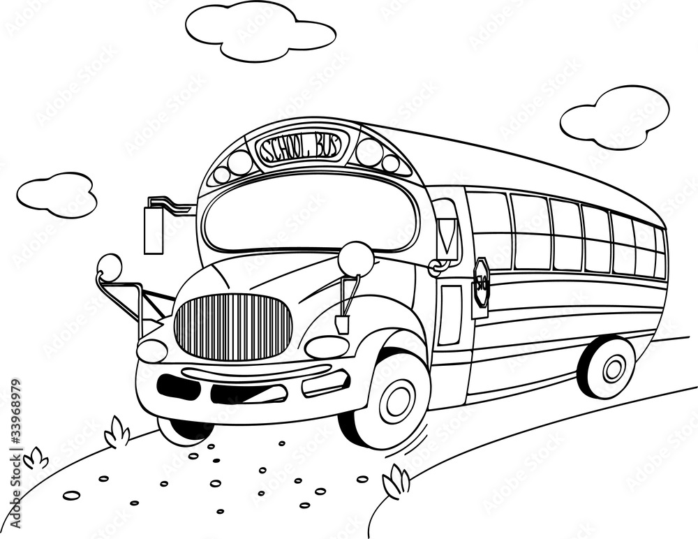 School bus coloring page vector