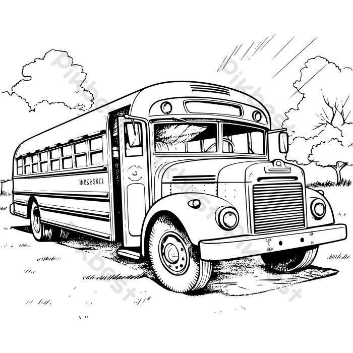 School bus coloring page for kids png images eps free download