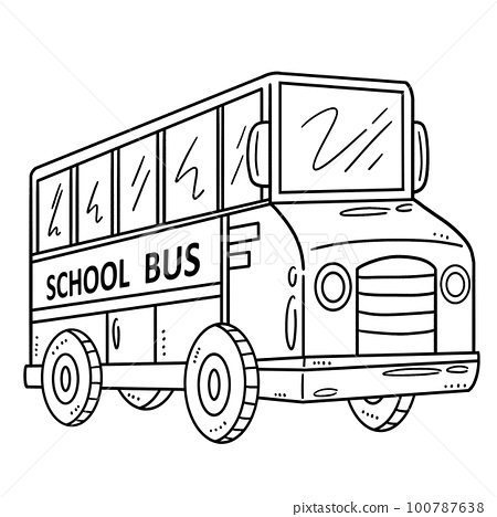 Back to school bus isolated coloring page for kids