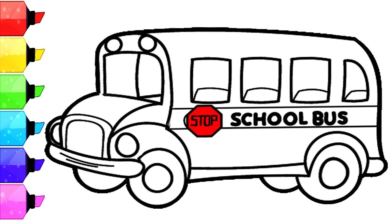 School bus coloring pages how to draw and color school bus for kids learn colors for kids