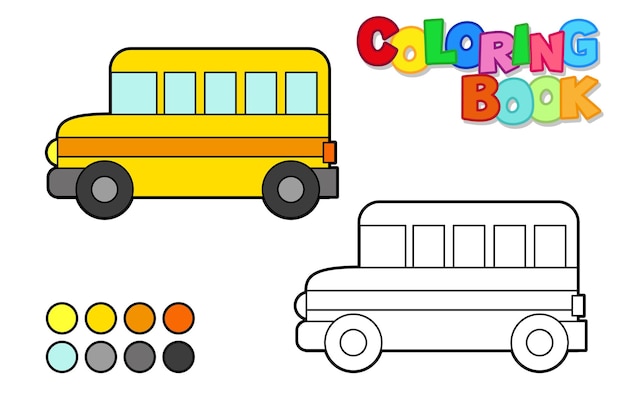 Premium vector vector illustration of a school bus coloring book for children simple level