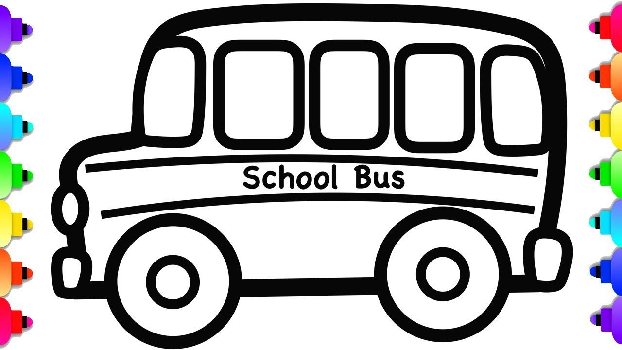 Glitter school bus drawing and coloring ðððschool bus coloring page