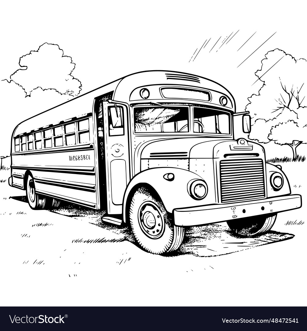 School bus coloring page for kids royalty free vector image